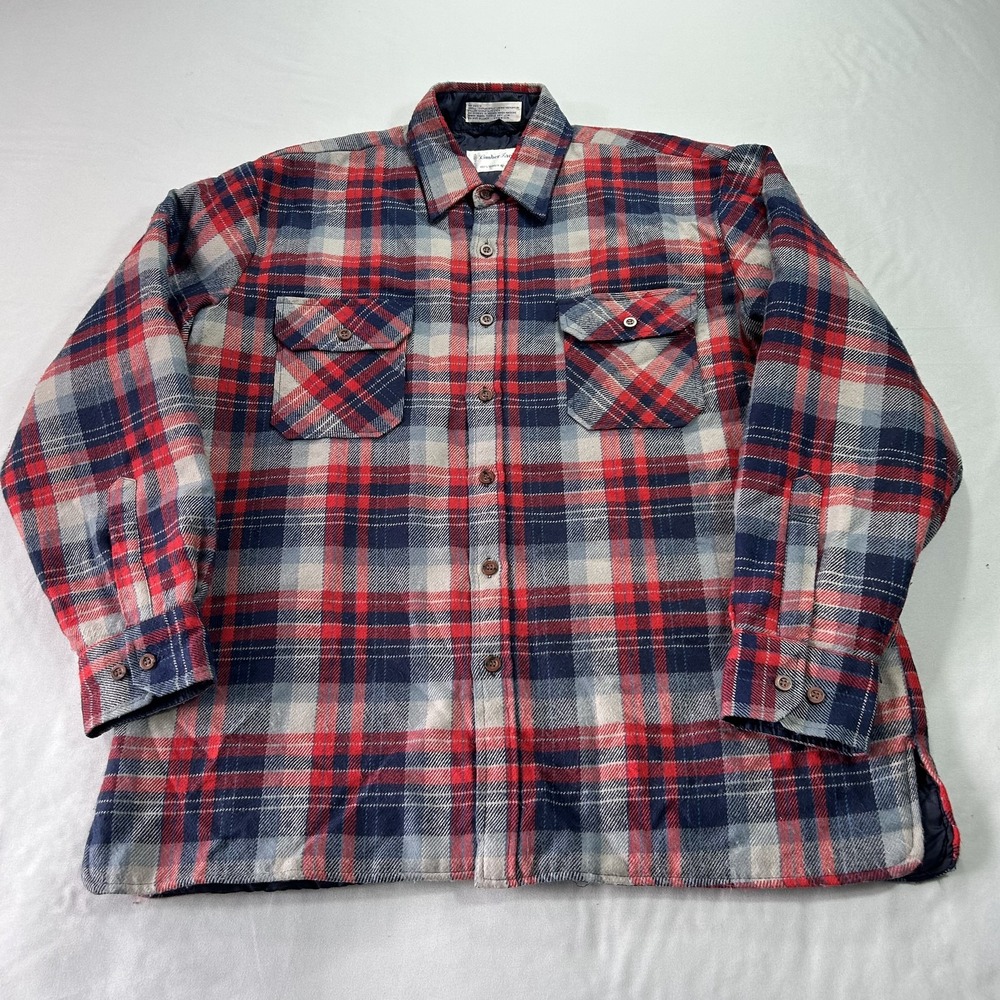 VINTAGE Lumberjack Jacket Mens Large Plaid Quilted Lined Flannel Warm‎ 90s